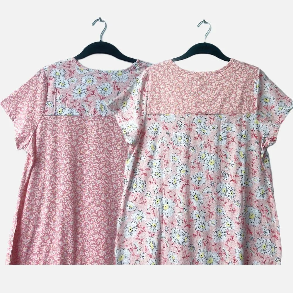 NEW! Carole Hochman Meadow Floral 100% Cotton 2-Pack Sleepshirts Large (Orange) - Picture 4 of 15